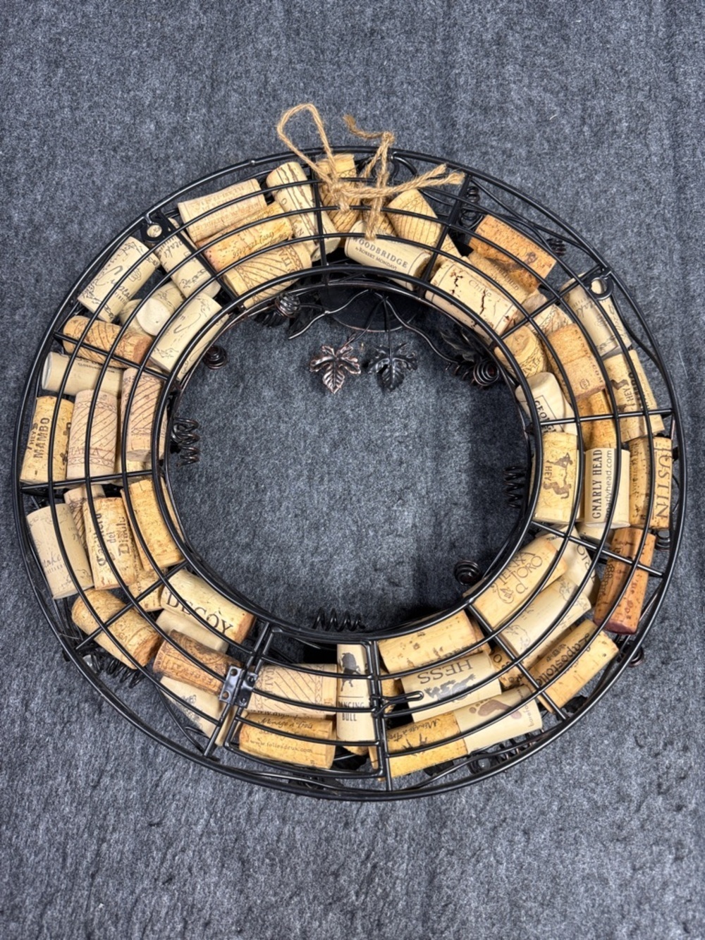 Decorative Wine Cork Wreath with Bronze Metal Accents - Brown - Picture 3 of 5